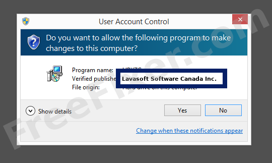 Screenshot where Lavasoft Software Canada Inc. appears as the verified publisher in the UAC dialog